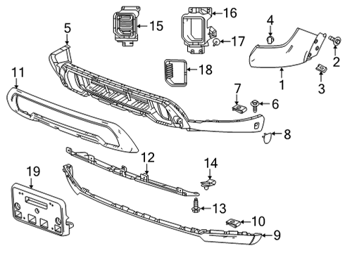 2022 GMC Sierra 3500 HD Exterior Trim - Front Bumper Diagram