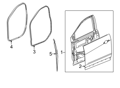 2020 Cadillac XT5 Front Weatherstrip, Passenger Side Diagram for 23198124