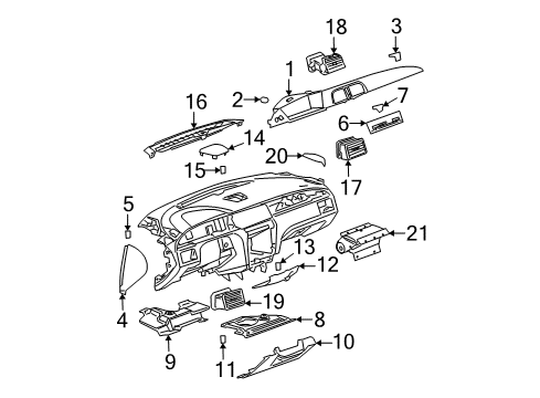 2007 Buick LaCrosse Cluster & Switches, Instrument Panel Diagram 3 - Thumbnail