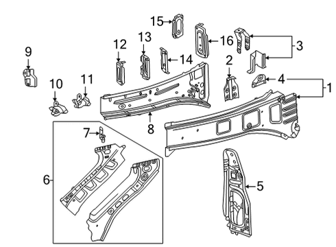 2022 GMC Sierra 3500 HD Inner Components - Fender Diagram