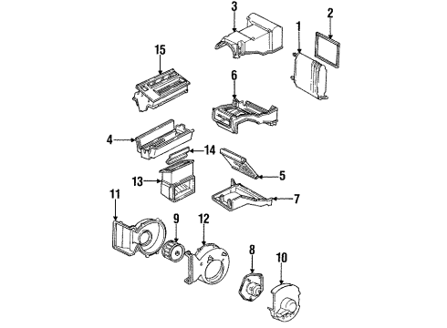 1990 GMC C3500 A/C Evaporator & Heater Components Diagram