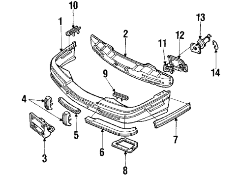 1990 Buick Riviera Bumper Cover, Front and Rear Diagram for 1644501