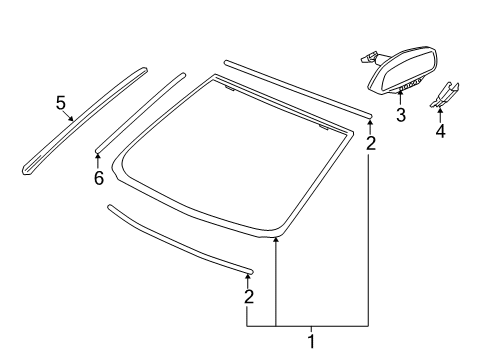 2012 Chevy Caprice Windshield Glass, Reveal Moldings Diagram