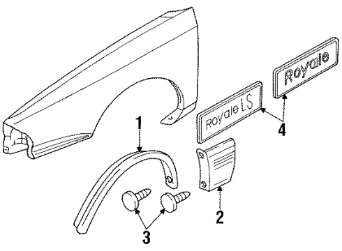 1994 Oldsmobile 88 Emblem, Front Diagram for 25554624