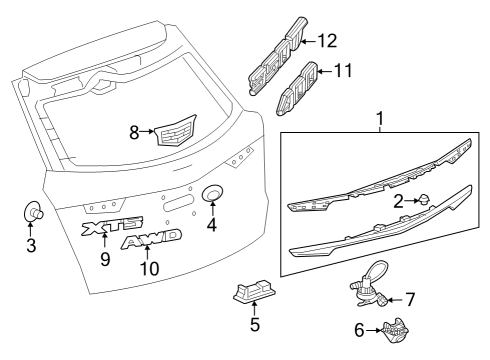 2022 Cadillac XT5 Exterior Trim - Lift Gate Diagram
