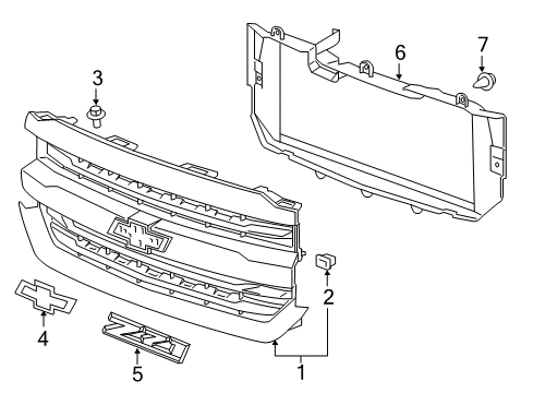2016 Chevy Silverado 1500 Grille & Components Diagram 3 - Thumbnail