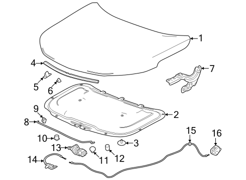 2024 Chevy Trax Hood & Components Diagram