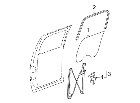 2012 Cadillac Escalade ESV Rear Door - Glass & Hardware Diagram