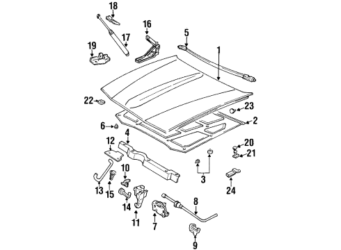 2002 Cadillac Eldorado Hood & Components Diagram
