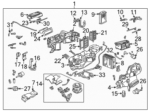 2006 Pontiac GTO A/C Evaporator & Heater Components Diagram