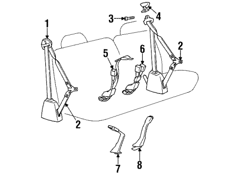 1990 Chevy C3500 Lap Belt, Passenger Side Diagram for 12549563