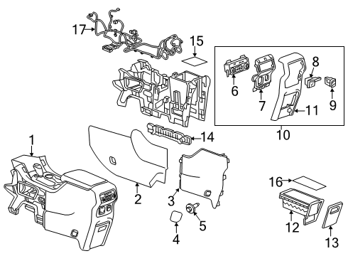 2017 GMC Acadia Console Assembly, Gray, Front Diagram for 84111778