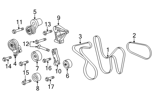 2009 Cadillac CTS Belt Tensioner, Driver Side Diagram for 12577655