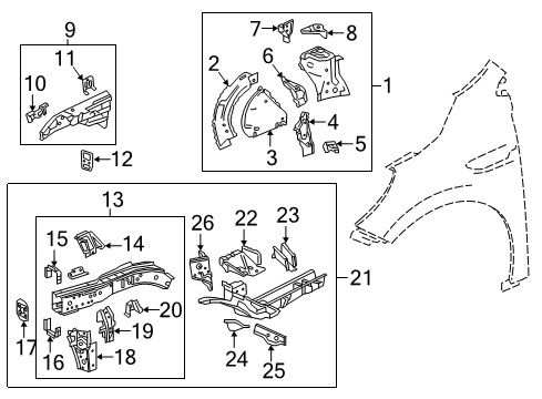 2022 Buick Enclave Structural Components & Rails Diagram