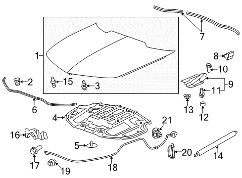 2011 Chevy Camaro Hood & Components Diagram