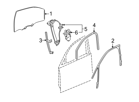 2007 Chevy Impala Front Door - Glass & Hardware Diagram