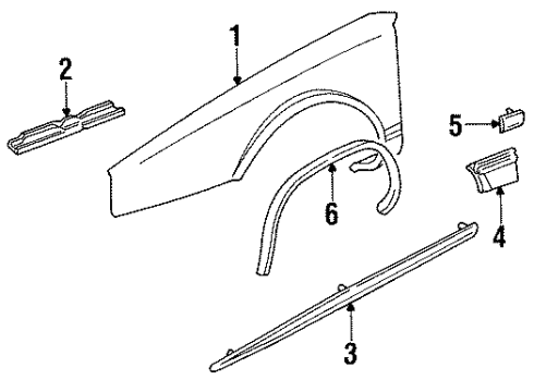 1991 Cadillac Seville Center Molding, Front Passenger Side Diagram for 20724510