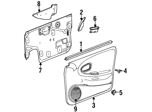 1999 Saturn SL2 Interior Trim - Front Door Diagram