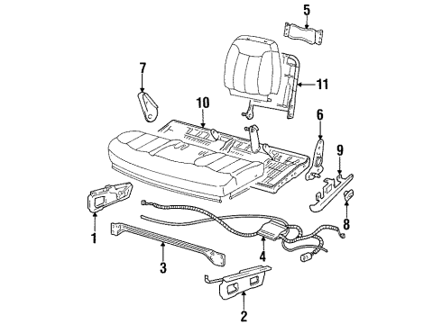 1999 GMC Yukon Seat Frame, Driver Side Diagram for 12549919