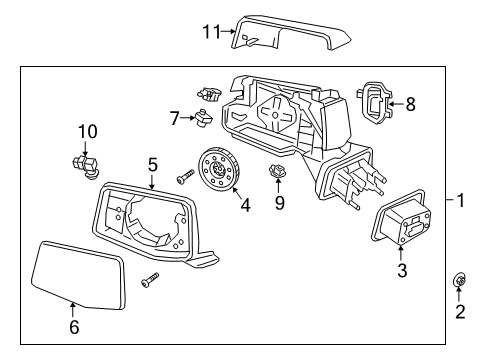 2019 GMC Sierra 1500 Mirror Assembly, Rear Driver Side Diagram for 84898864