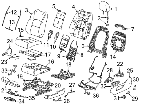 2024 Cadillac XT4 Seat Switch, Jet Black, Front Driver Side Diagram for 84750318