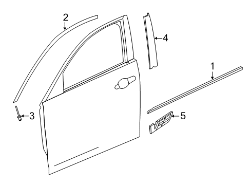 2016 Cadillac ATS Exterior Trim - Front Door Diagram