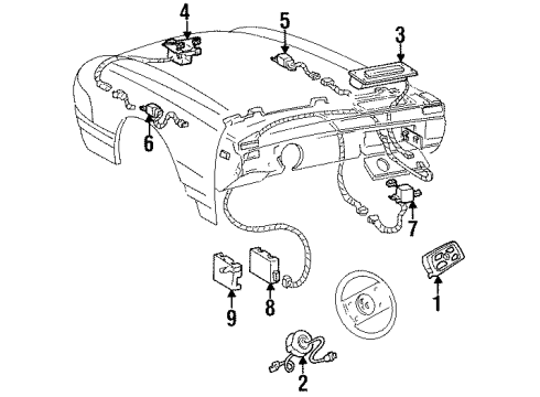 1994 Cadillac Seville Air Bag Sensor, Passenger Side Diagram for 16141836