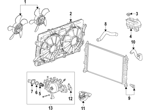 2021 GMC Yukon XL Radiator Shutter Assembly, Front Diagram for 87864513