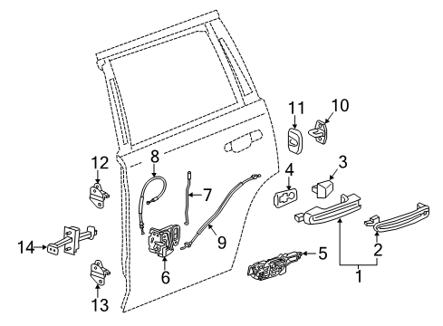 2020 Cadillac Escalade Rear Door - Lock & Hardware Diagram
