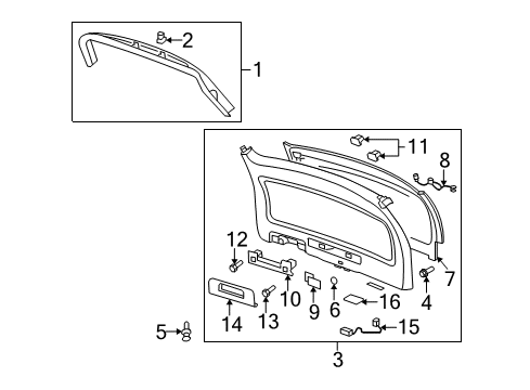 2007 Saturn Outlook Interior Trim - Lift Gate Diagram