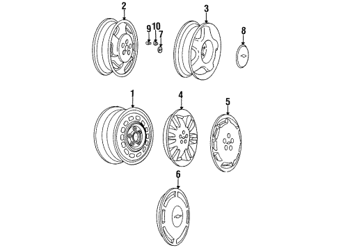 2000 Chevy Lumina Wheels, Covers & Trim Diagram