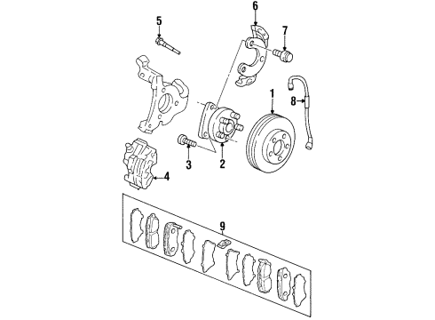 1999 Oldsmobile Aurora Front Brakes Diagram