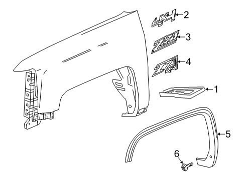 2017 GMC Sierra 2500 HD Exterior Trim - Fender Diagram