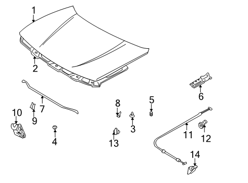 2004 Chevy Tracker Hood & Components Diagram