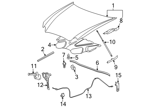 2005 Buick LaCrosse Hood & Components Diagram