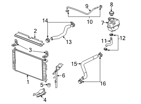 2008 Saturn Aura Radiator & Components Diagram 1 - Thumbnail