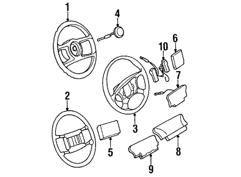 1989 Pontiac Sunbird Steering Column, Steering Wheel Diagram 4 - Thumbnail
