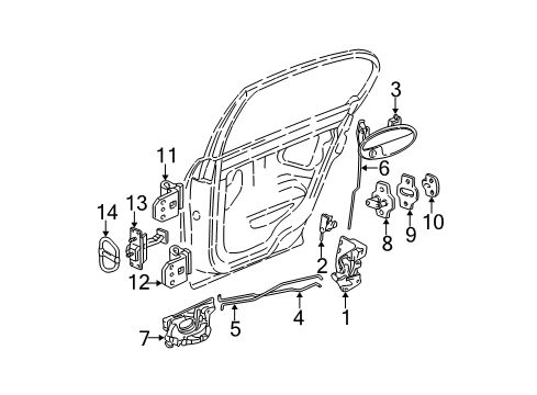 1999 Chevy Malibu Lock, Rear Passenger Side Diagram for 16634606