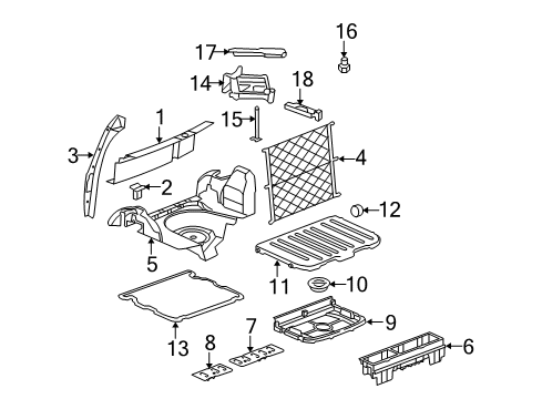 2010 Chevy HHR Rear Body Interior Trim, Jack & Components Diagram