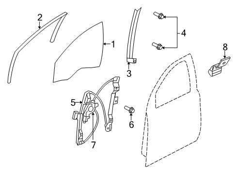2012 Chevy Caprice Front Door - Glass & Hardware Diagram