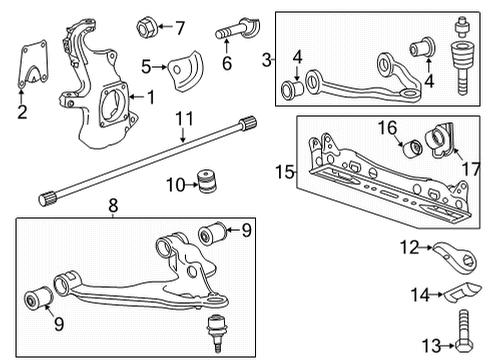 2022 GMC Sierra 2500 HD Front Suspension Components Diagram 1 - Thumbnail