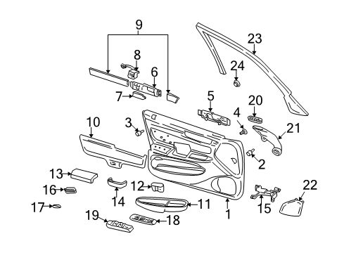 2003 Cadillac Seville Interior Trim - Front Door Diagram