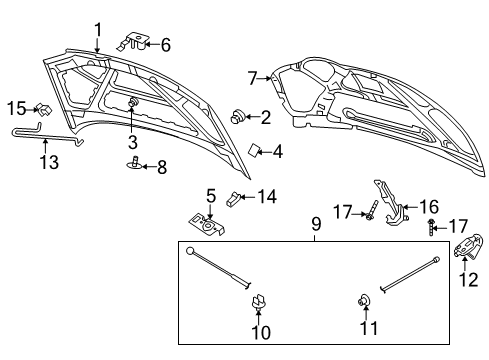 2007 Chevy Aveo5 Hood & Components Diagram