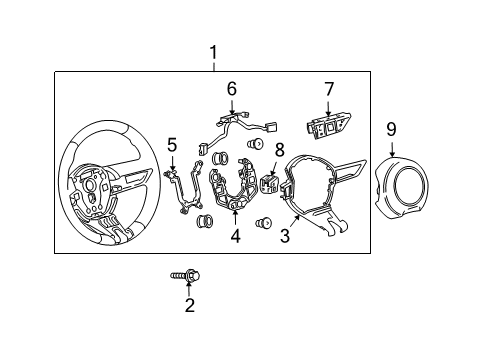 2010 Chevy Camaro Steering Wheel, Black; Orange Stitch Diagram for 20945275