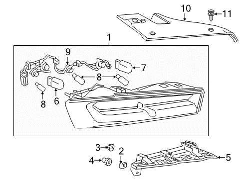 2018 Chevy Camaro Tail Lamp Assembly Retainer Diagram for 23275794