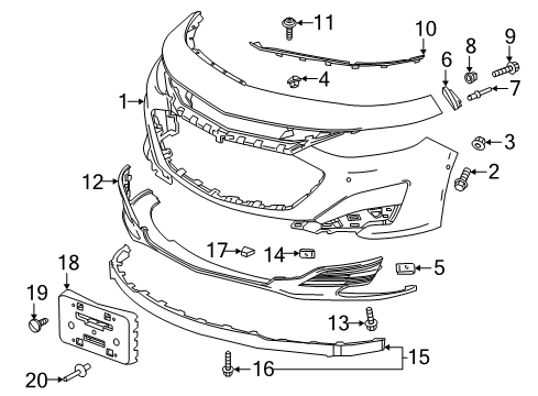 2023 Chevy Malibu Bumper & Components - Front Diagram 1 - Thumbnail