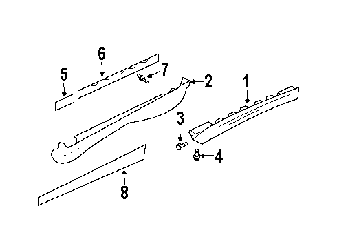 2001 Pontiac Firebird Exterior Trim - Pillars, Rocker & Floor Diagram