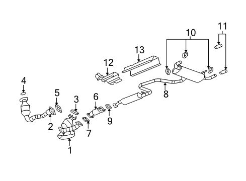 2009 Saturn Aura Catalytic Converter, Rear Diagram for 19418971