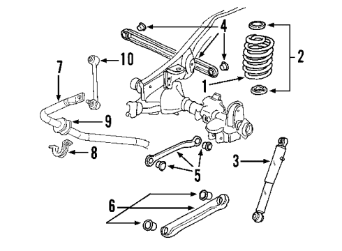 2006 Cadillac Escalade ESV Rear Axle, Lower Control Arm, Upper Control Arm, Ride Control, Stabilizer Bar, Suspension Components Diagram