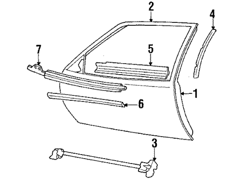 1994 Chevy Lumina Front Door & Components, Exterior Trim Diagram